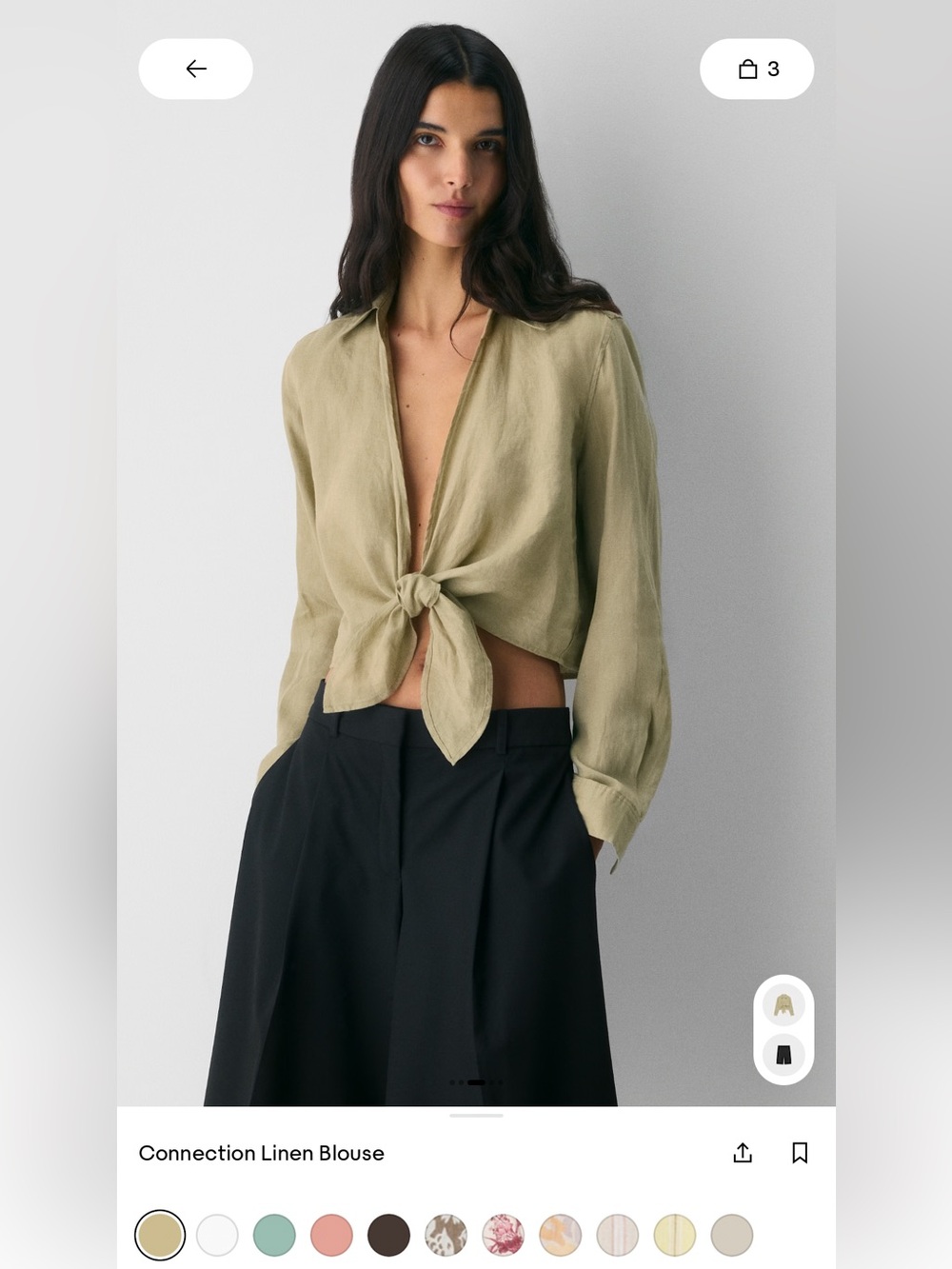 Connection Linen Tie-Front Blouse - Olive